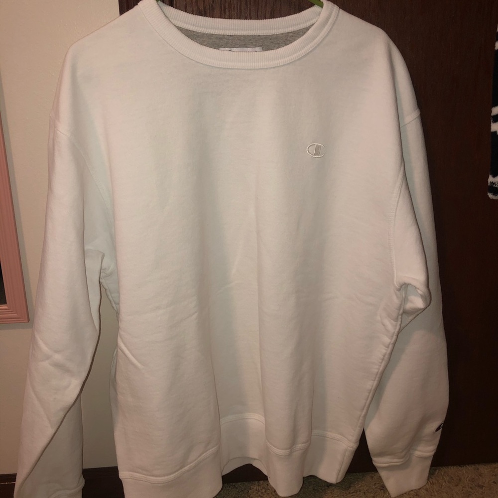 Plain white champion crewneck